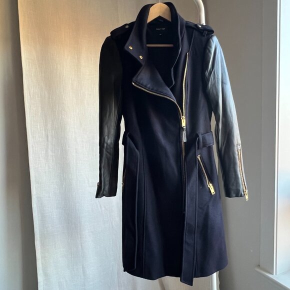 Mackage Double Face Wool Coat with Leather Sleeves - Picture 6 of 14